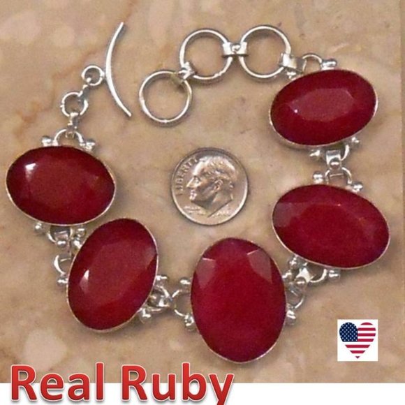 Jewelry - REAL RUBY sterling silver bracelet 830-08